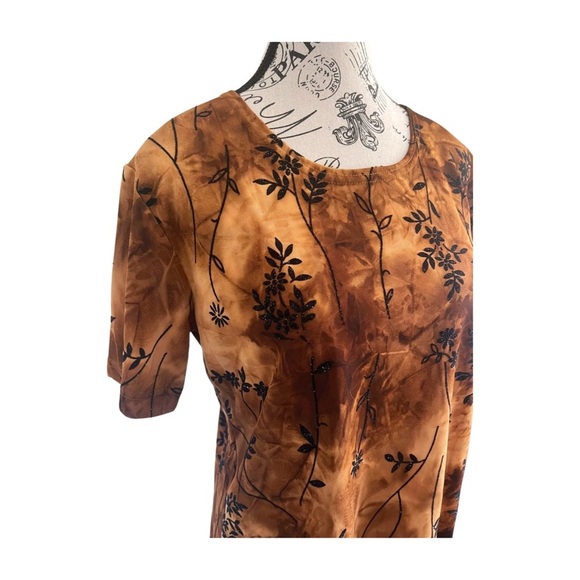 🇨🇦 Ardoise 90s Boho Burnout Velvet Orange Top - Picture 2 of 6